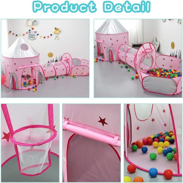 Carpa Castillo Infantil 3 en 1 con Túnel y Piscina de Pelotas