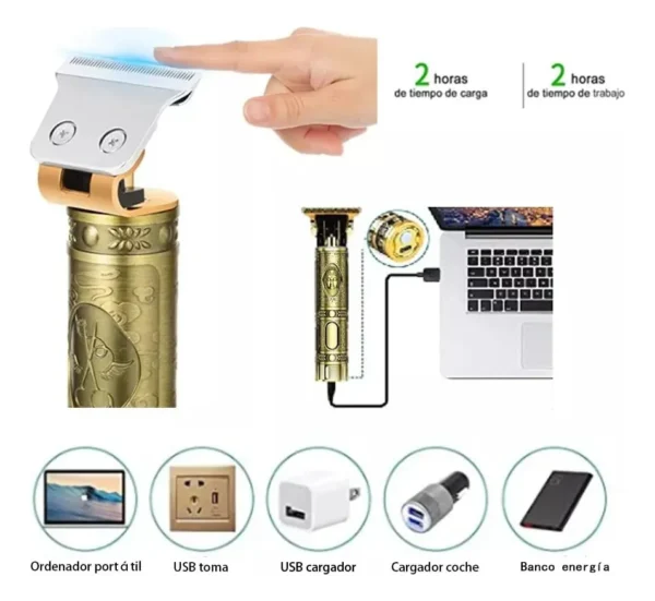 Afeitadora Eléctrica Inalámbrica Profesional Recargable USB para Hombre
