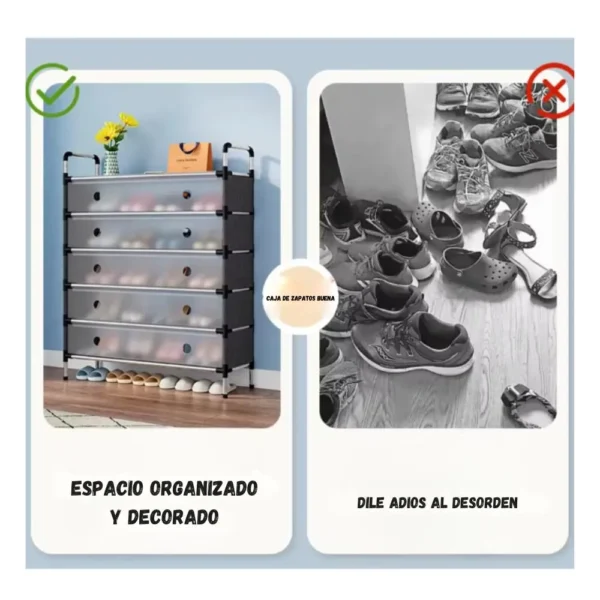 1782319385zapatero-doble-estante-organizador-metalico-con-tapa-6-niveles Zapatero Organizador Doble de 10 Compartimentos