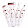 Depiladora eléctrica 4 en 1 con cabezales intercambiables para depilación facial y corporal.